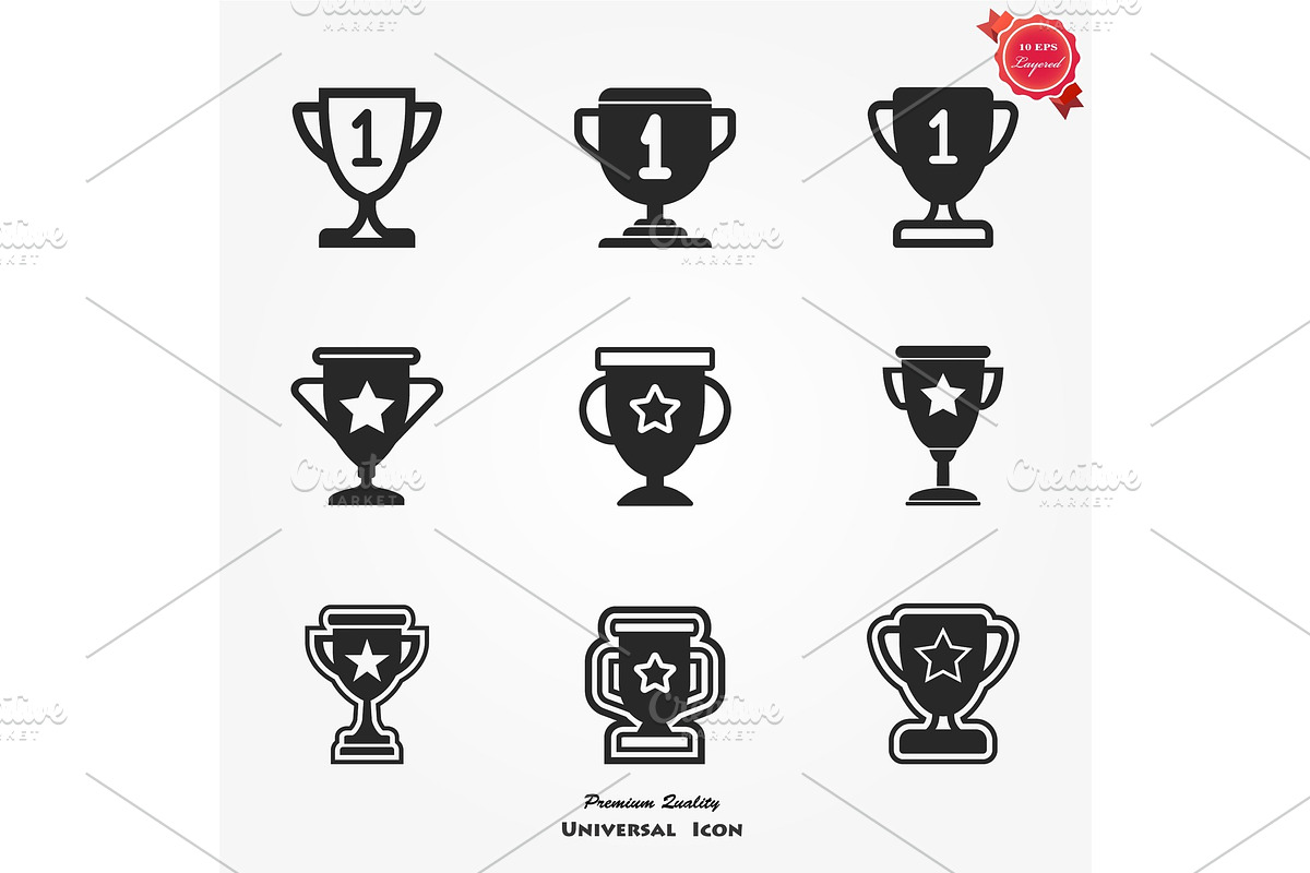 Trophy icons on white background in Illustrations - product preview 8