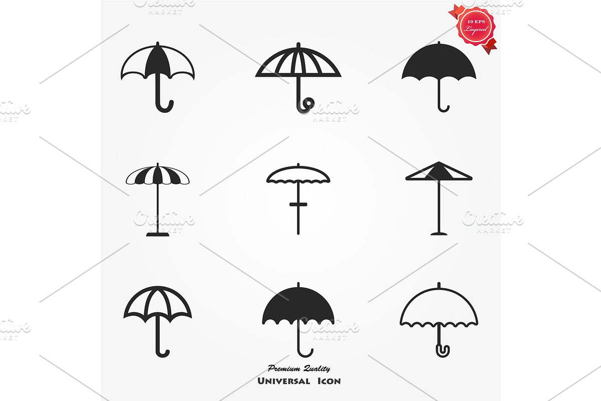 Umbrella sign icon in Objects - product preview 8