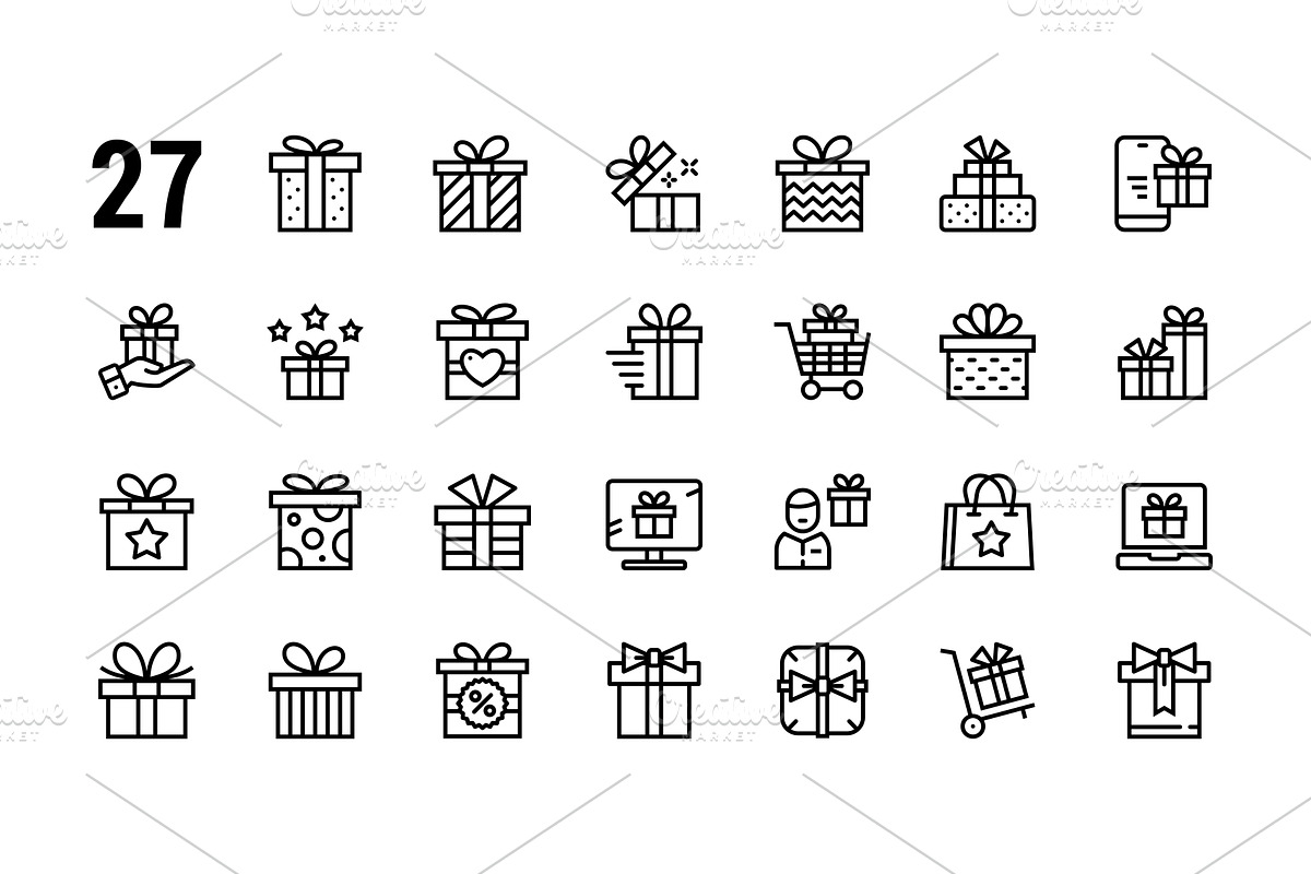 Gift, present, surprise vector icons in Graphics - product preview 8
