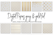 Digital Paper Gray and Gold Foil