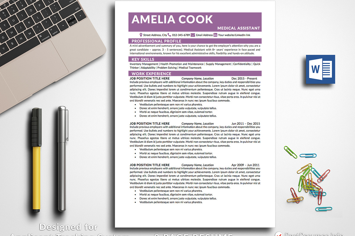 Professional Resume Template Word in Resume Templates - product preview 8