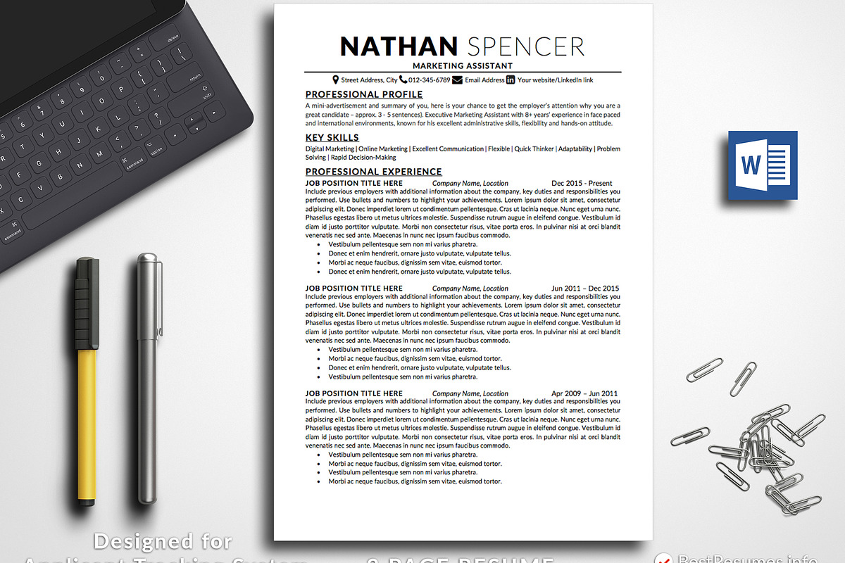 Professional Resume Template Word in Resume Templates - product preview 8