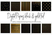 Digital Paper Black and Gold Foil