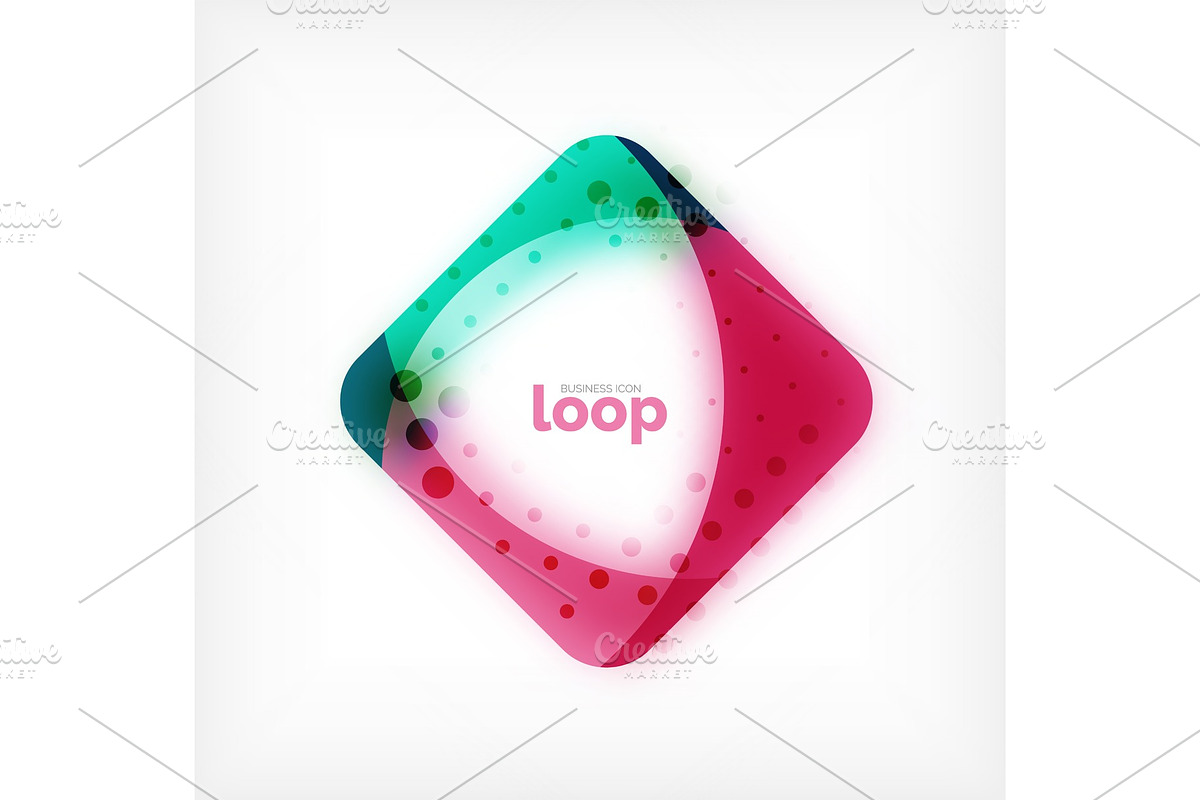 Vector square loop business symbol, geometric icon created of waves, with blurred shadow in Textures - product preview 8