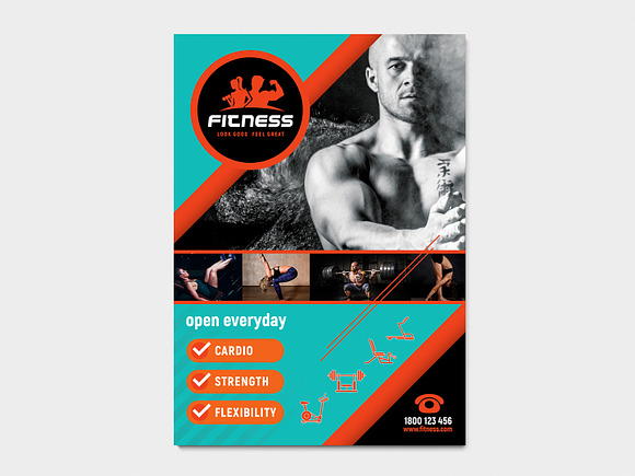 A4 Gym / Fitness Poster Template in Stationery Templates - product preview 2