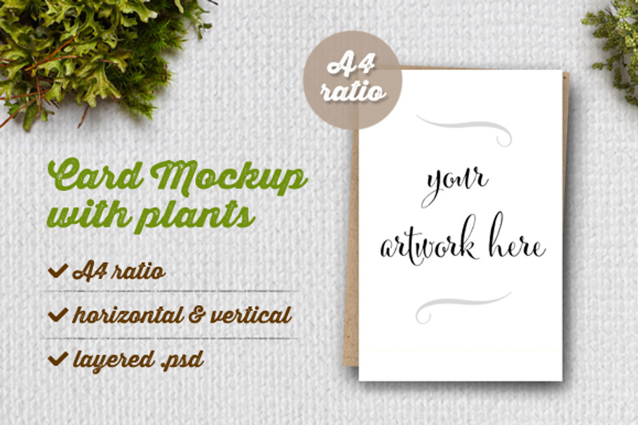 Card Mockup with Plants in Product Mockups - product preview 8