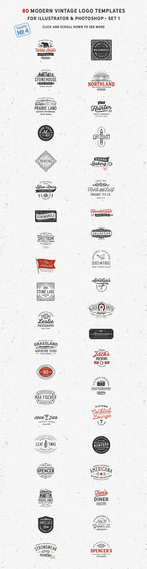 80 Modern Vintage Logos vol. 4 in Logo Templates - product preview 6