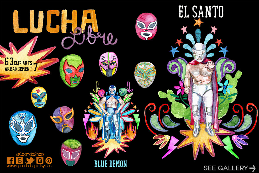 Lucha libre / Mexican wrestling clip in Illustrations - product preview 8