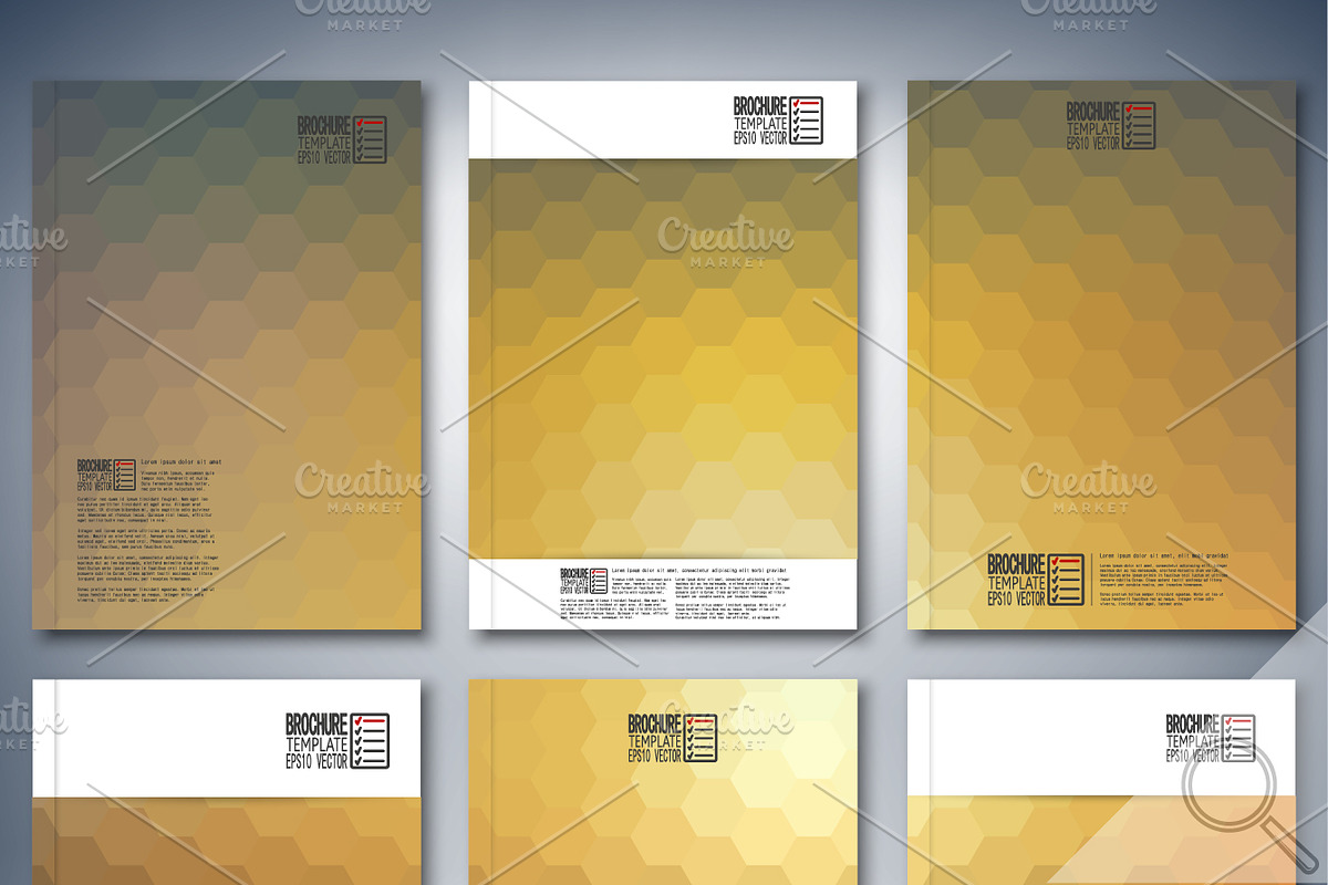 Hexagonal brochure or flyer patterns in Print Mockups - product preview 8