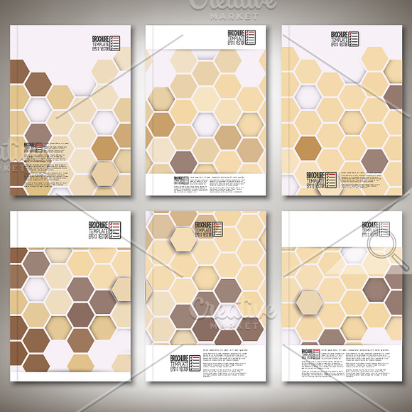 Hexagonal brochure or flyer patterns in Print Mockups - product preview 1