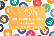 1396 Professions Filled Round Icons