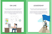 Online and Leadership Set of Posters with Text