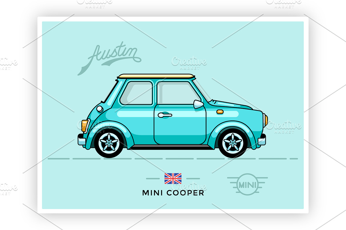 Stunning Retro Mini Cooper in Illustrations - product preview 8