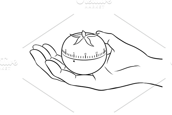 Tomato timer coloring book vector illustration