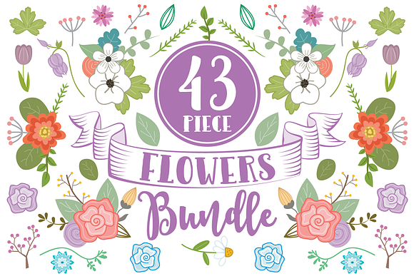 43 Piece Clip Art Flowers Bundle in Illustrations - product preview 1