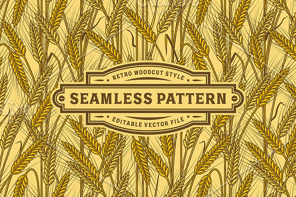 Seamless Cereal Ears Pattern in Patterns - product preview 1