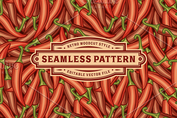 Seamless Chili Pepper Pattern in Patterns - product preview 1
