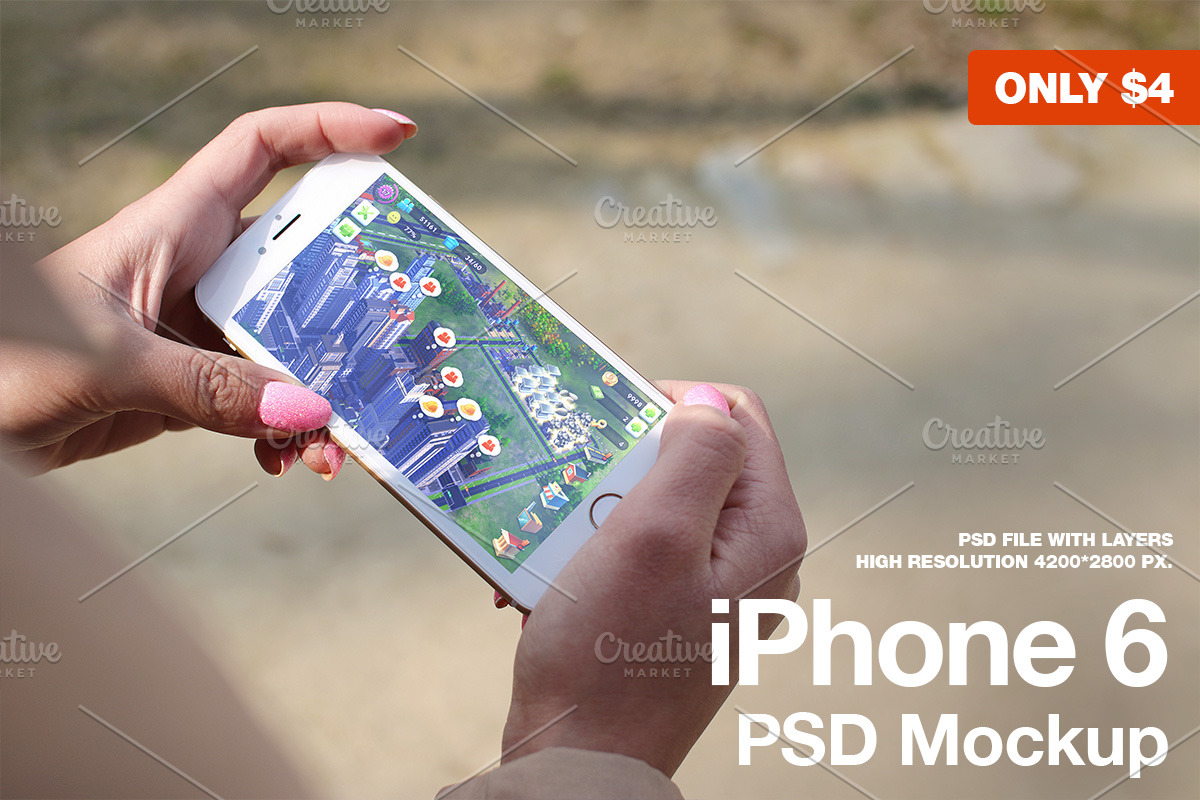 iPhone 6 White PSD Mockup in Mobile & Web Mockups - product preview 8