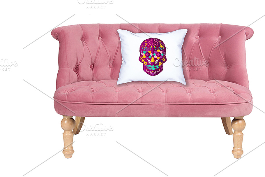 Pink skull icon with flower eyes in Graphics - product preview 8