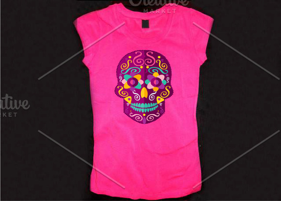 Pink skull icon with flower eyes in Graphics - product preview 2