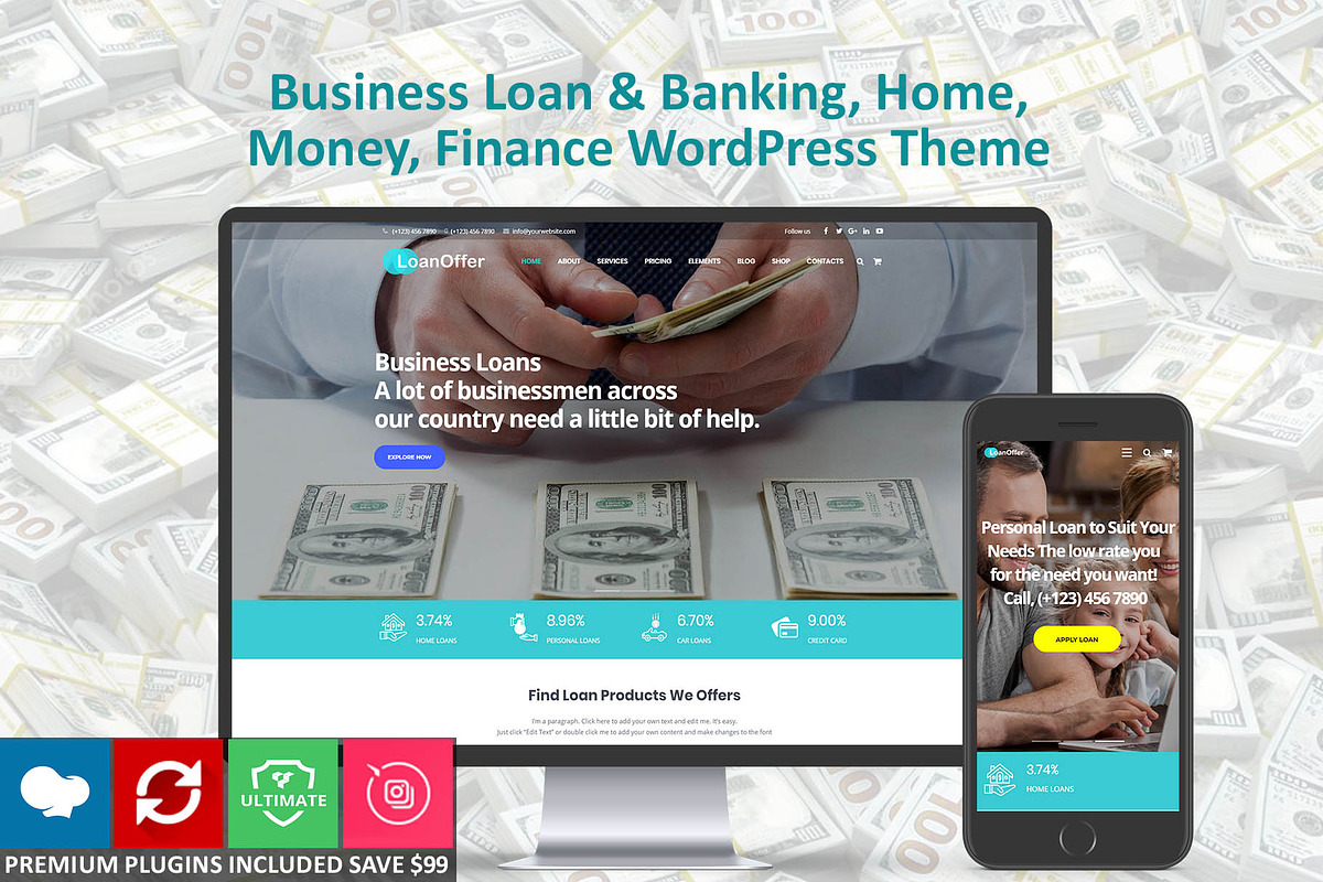 Business Loan & Banking, Home, Money in WordPress Business Themes - product preview 8