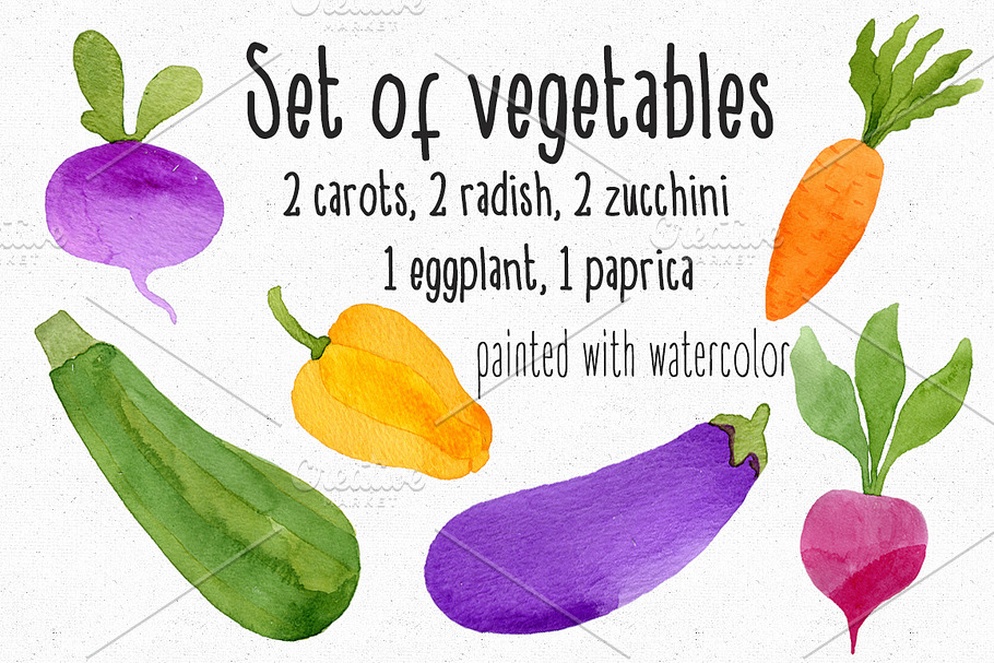 Watercolor vegetables set