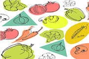 Hand drawn vegetables, food concept 