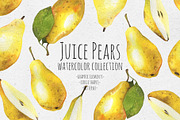 Juice pears. Watercolor collection