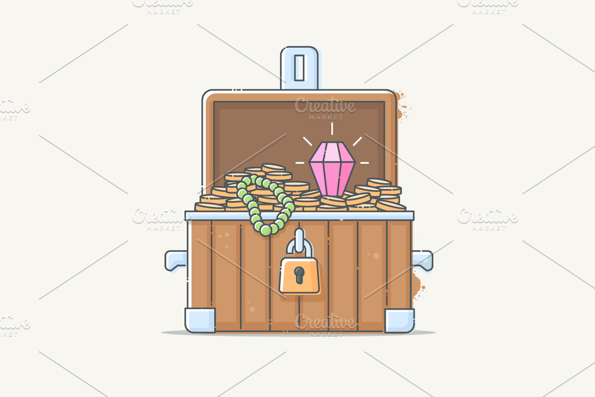 Pirate Treasure Chest in Illustrations - product preview 8