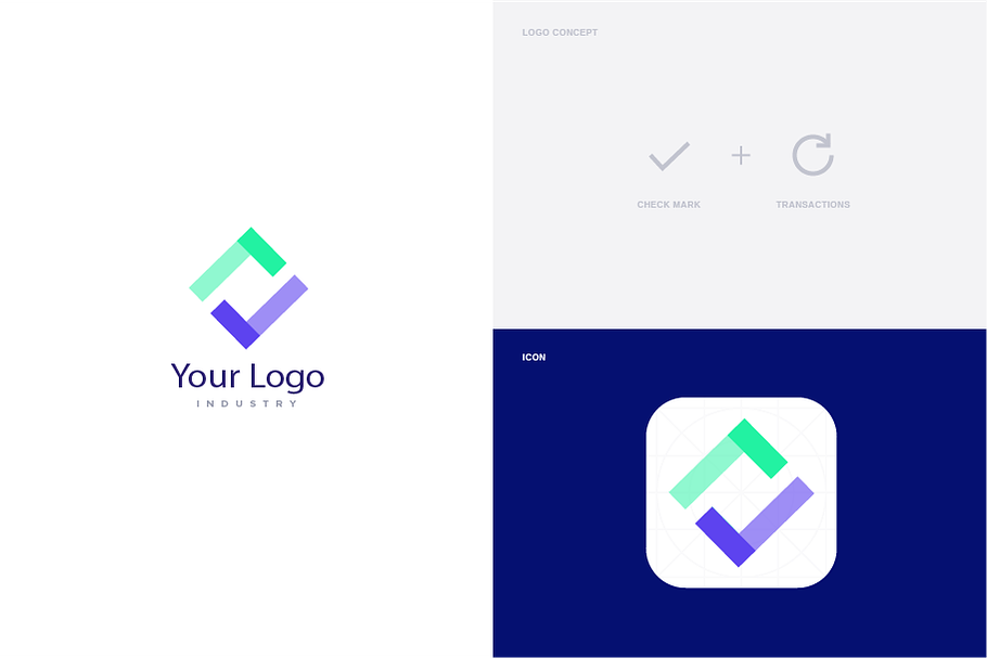 Checkmark + Transactions Logo  in Logo Templates - product preview 8