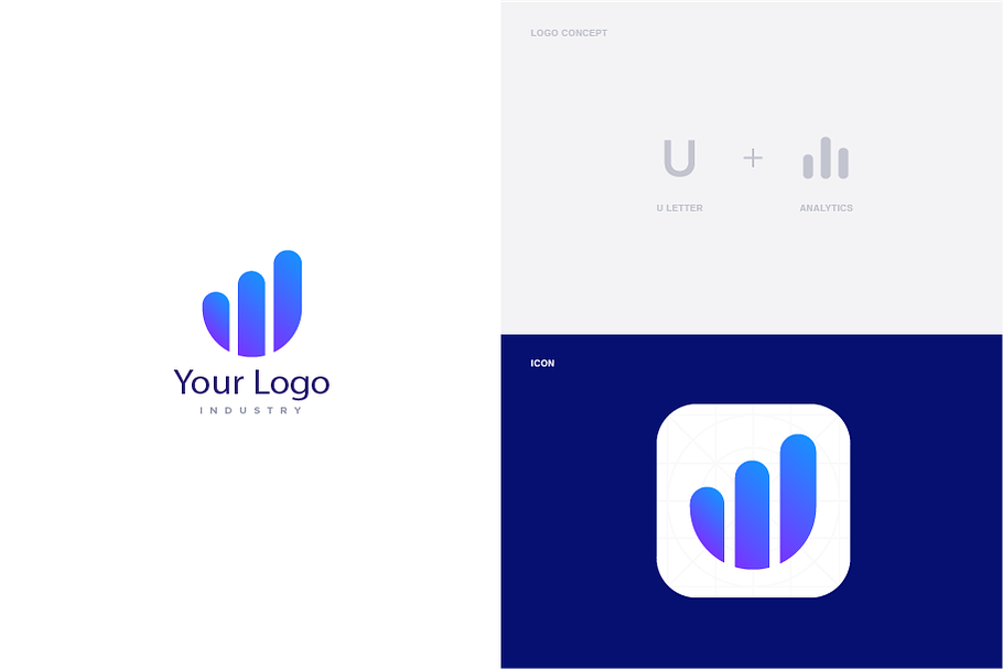 Letter U + Analytics Logo Template in Logo Templates - product preview 8
