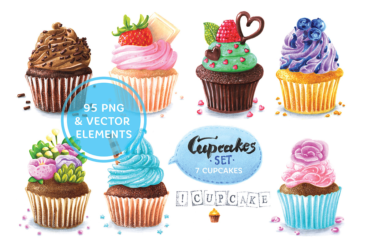 Cakes set in Illustrations - product preview 8