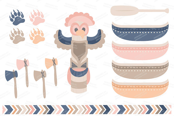 Navy & Blush Tribal Clip Art in Illustrations - product preview 1
