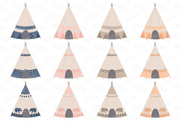 Navy & Blush Tribal Clip Art in Illustrations - product preview 2
