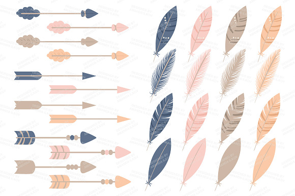 Navy & Blush Tribal Clip Art in Illustrations - product preview 3