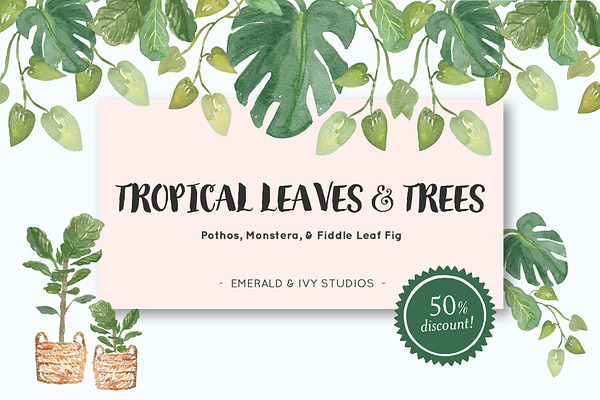 Tropical Leaves & Trees Clipart