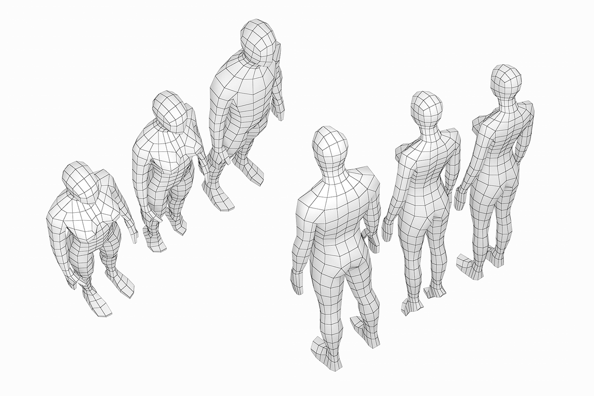 Male and Female Low Poly Base Mesh in People - product preview 8
