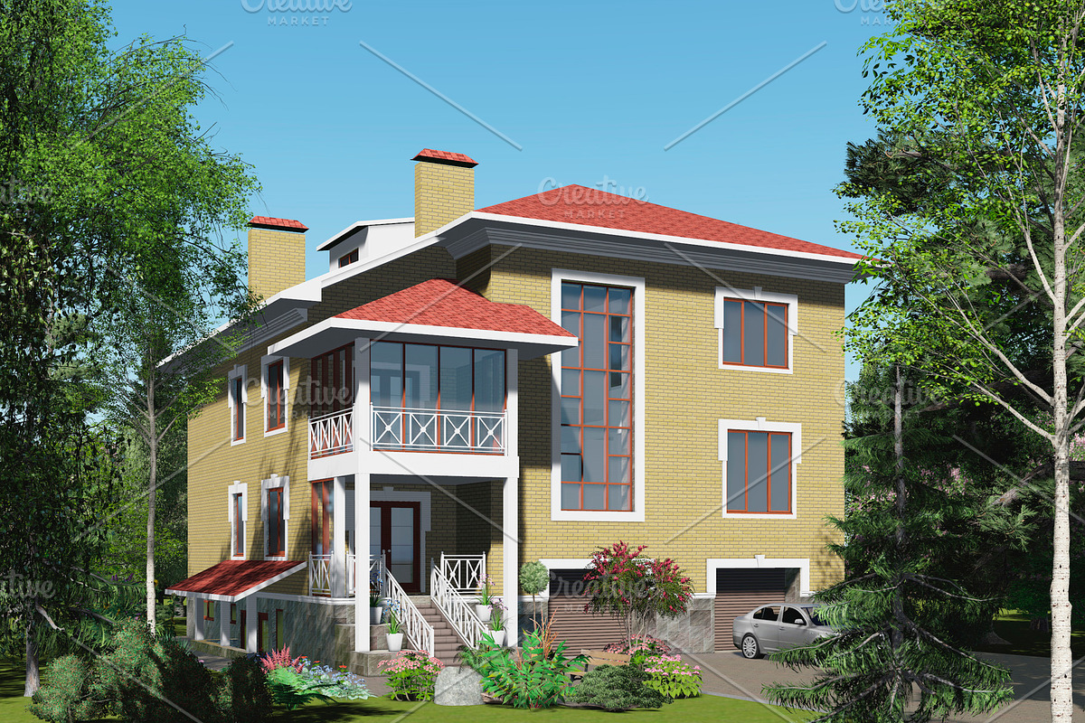 3D visualization. Brick house. in Illustrations - product preview 8