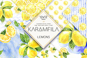 Lemons Digital Paper Fruits Patterns
