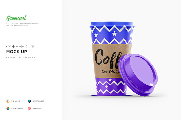 Coffee Cup With Sleeve-3 PSD Mockup