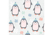 Childish seamless pattern with cute penguin. Creative texture for fabric