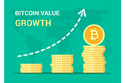 Bitcoin value growth concept