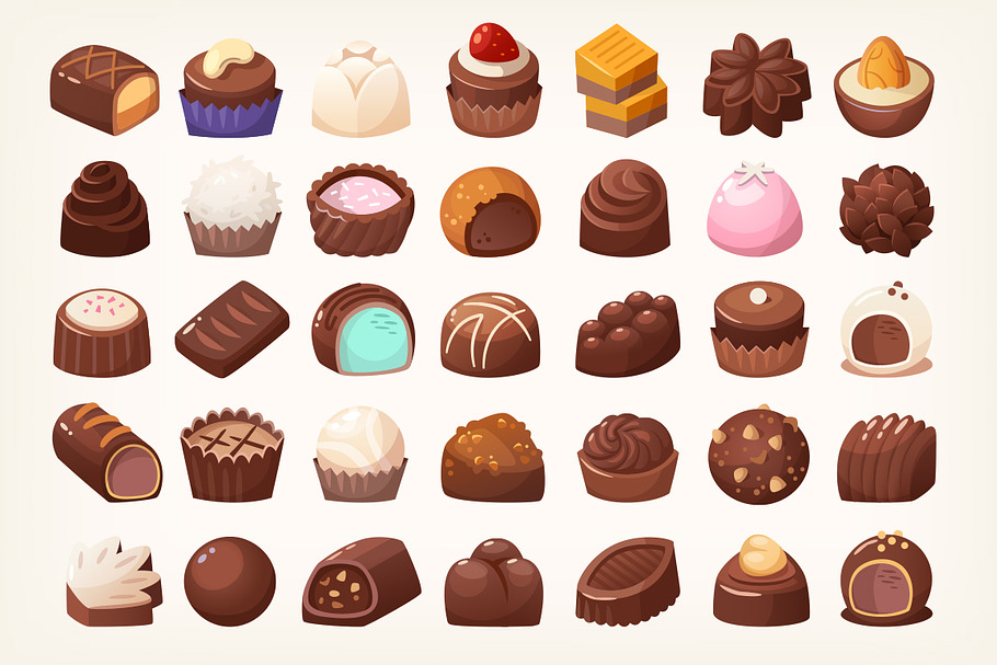 Set of delicious chocolate sweets 2