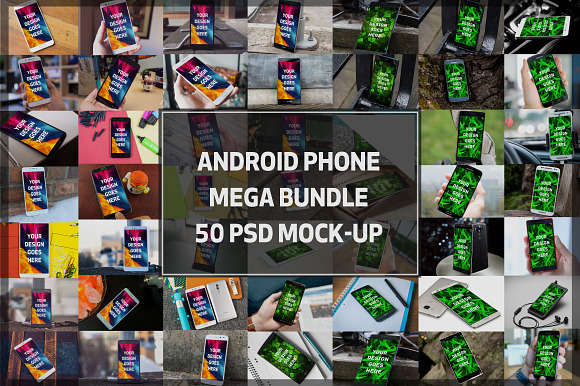 Android Phone Mock-up Mega Bundle in Mobile & Web Mockups - product preview 6
