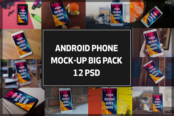 Android Phone Mock-up BigPack#4 in Mobile & Web Mockups - product preview 12