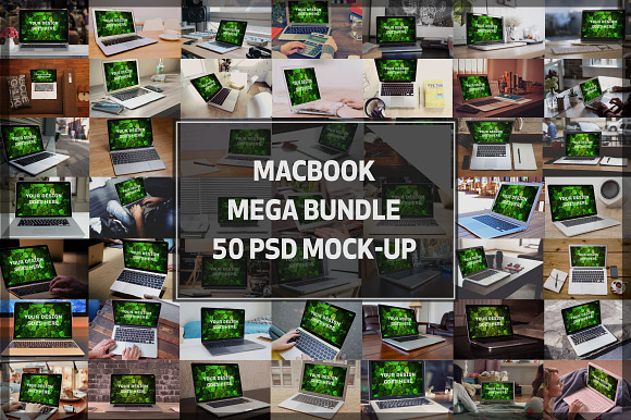 MEGA BUNDLE! - 50 MacBook Mock-up#1 in Mobile & Web Mockups - product preview 12