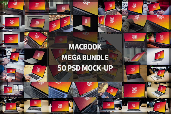MEGA BUNDLE! - 50 MacBook Mock-up#2 in Mobile & Web Mockups - product preview 12