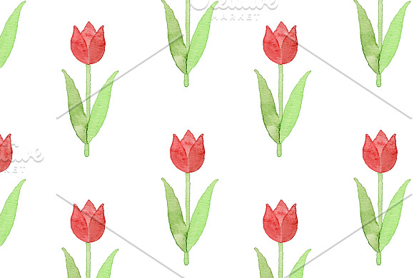 3 Watercolor tulips in Illustrations - product preview 2