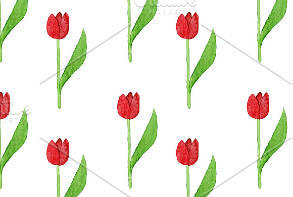 3 Watercolor tulips in Illustrations - product preview 3