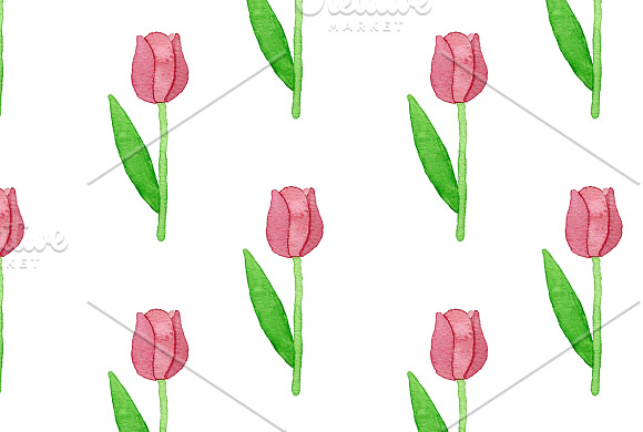 3 Watercolor tulips in Illustrations - product preview 4